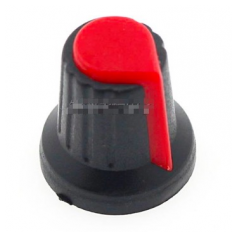 BOUTON POUR POTENTIOMETRE ROUGE - POUR AXE CRANTE - DIAM 15MM X 17MM