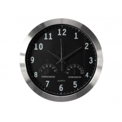 HORLOGE MURALE  EN ALUMINIUM AVEC THERMOMÈTRE & HYGROMÈTRE - Ø 35.5 cm