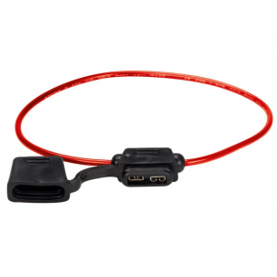PORTE-FUSIBLE IN-LINE POUR FUSIBLES ATC - ÉTANCHE - support noir / câble rouge