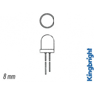 LED SUPERLUMINEUSE JAUNE DIFFUSANTE 8mm 70mcd