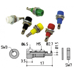 DOUILLE 2MM ROUGE - FIXATION ECROU M5 - 70Vdc 10A