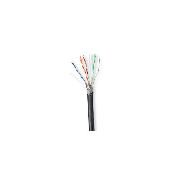 CABLE FTP CAT6 NOIR RESISTANT AUX UV - EXTERIEUR - BOBINE DE 100 METRES