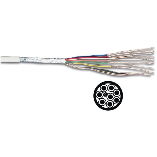 CABLE 6X0.22 + TRESSE GAINE BLANCHE POUR ALARME