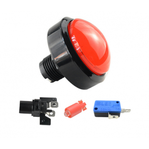 BOUTON POUSSOIR GRAND FORMAT 100MM LUMINEUX ROUGE - 1 CONTACT NO