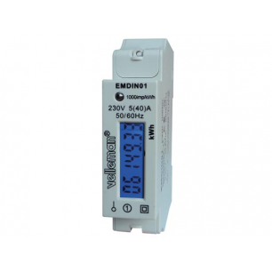 COMPTEUR kWh MONOPHASÉ POUR MONTAGE SUR RAIL DIN - 1 MODULE