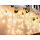 Guirlande Cascade LED avec effets lumineux sur secteur - 4 x 0,6 m - 144 lampes blanc chaud