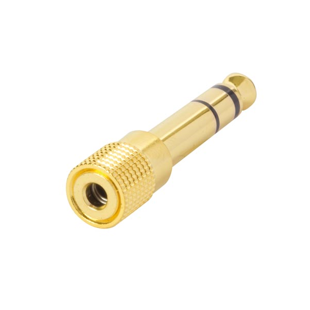 FEMELLE 3.5 mm JACK à MÂLE 6.35 mm JACK - STÉRÉO - PLAQUÉ OR