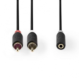 Câble Audio Stéréo 2x RCA Mâles - 3,5 mm Femelle 0,2 m Anthracite