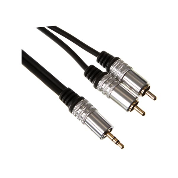 FICHE STÉRÉO DE 3.5 mm VERS 2 x FICHE RCA AUDIO / STANDARD / 10.0 m / M-M / DORÉ