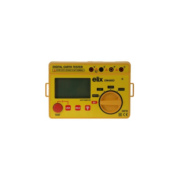 TESTEUR DE TERRE NUMERIQUE EM480D - 0-2000E - 0-200V - +/-2mA - LIVRE AVEC CABLES ET SAC DE TRANSPORT.