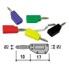 FICHE BANANE 2MM MALE ROUGE AVEC REPRISE ARRIERE - 70Vdc 10A