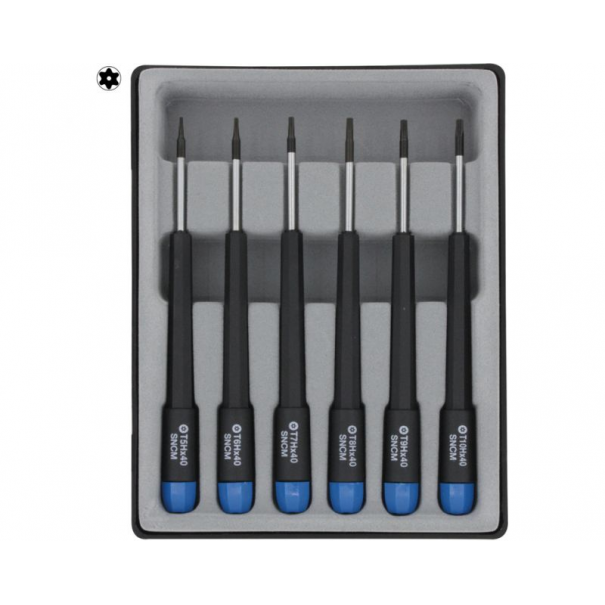 Assortiment de 6 tournevis Torx avec trou de centrage T5/T6/T7/T8/T9/T10