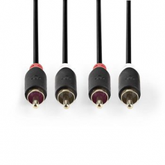 Câble Audio Stéréo - 2X RCA mâles vers 2X RCA mâles 0.5m