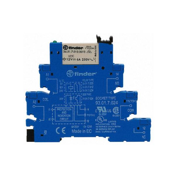 RELAIS MODULAIRE 220VAC-DC 1 INVERSEUR - 6MM - FINDER