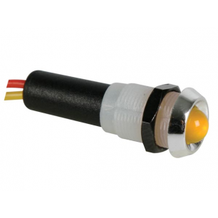 VOYANT LED JAUNE 5V - BOITIER CHROME