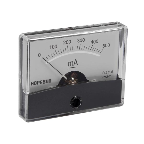 AMPEREMETRE ANALOGIQUE DE TABLEAU 500mA CC / 60 x 47mm