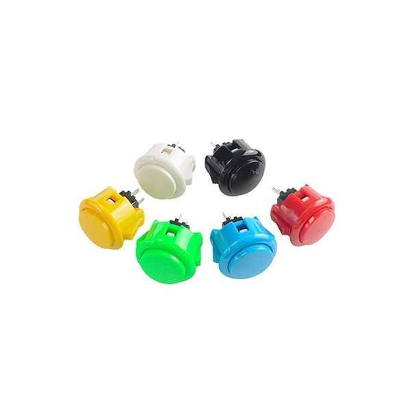 BOUTON POUSSOIR 30X20MM TYPE BORNE ARCADE - 5 PIECES DE DIFFERENTES COULEURS