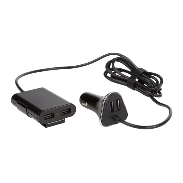 CHARGEUR DE VOITURE AVEC 2 PORTS USB +2 PORTS USB POUR PASSAGERS ARRIÈRE (5 V - 4 x 2.4 A - 9.6 A - 48 W max.)