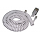 CORDON TELEPHONIQUE BLANC SPIRALE 50cm (2m étiré) RJ11 / RJ11