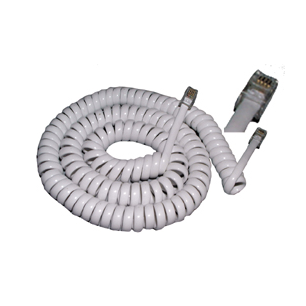 CORDON TELEPHONIQUE BLANC SPIRALE 50cm (2m étiré) RJ11 / RJ11