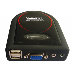 EMINENT - COMMUTATEUR KVM AVEC 2 PORTS USB ET SUPPORT AUDIO