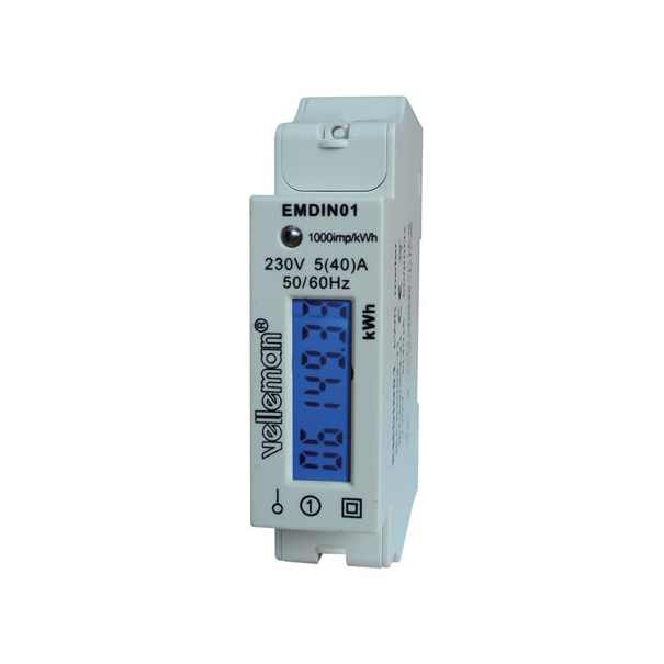 COMPTEUR kWh MONOPHASÉ POUR MONTAGE SUR RAIL DIN - 1 MODULE