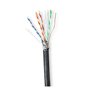 CABLE FTP CAT6 NOIR RESISTANT AUX UV - EXTERIEUR - BOBINE DE 100 METRES