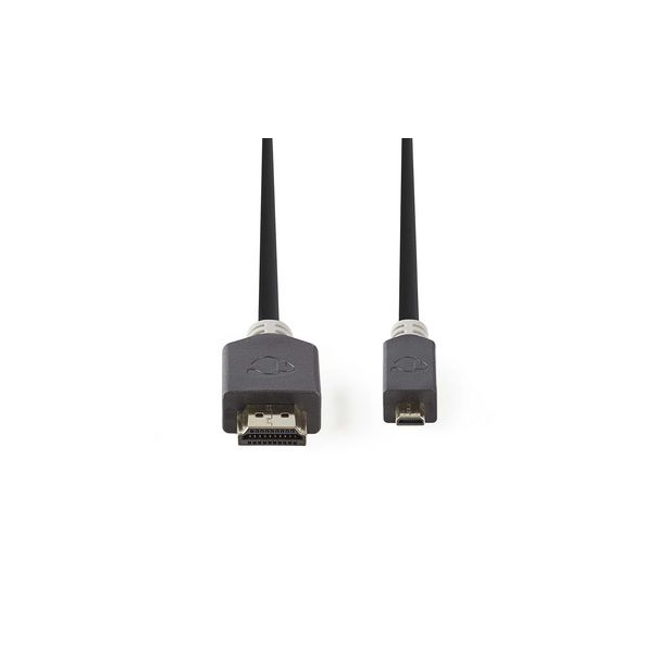 Câble HDMI Haute Vitesse avec Ethernet -Connecteur HDMI - Micro-connecteur HDMI 2,0 m  Anthracite