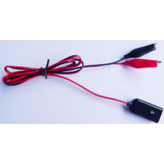 CABLE USB FEMELLE VERS 2 PINCES CROCO ROUGE-NOIR - 50CM