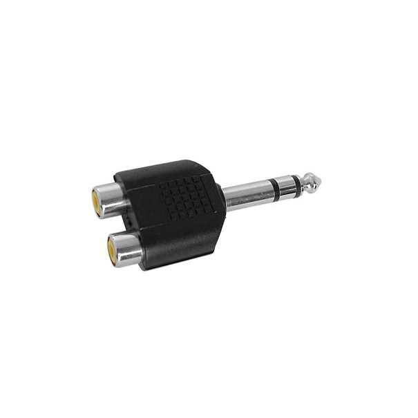 DOUBLE RCA FEMELLE VERS JACK MALE 6.35mm STEREO