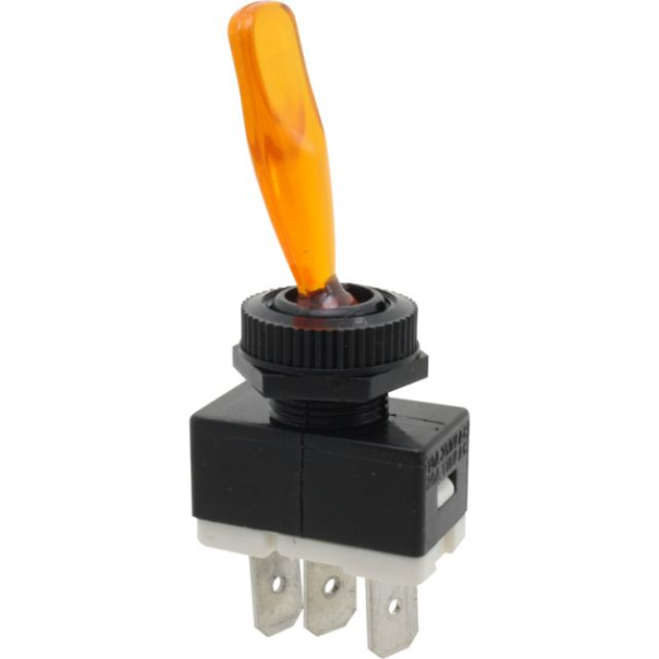 INTERRUPTEUR UNIPOLAIRE LUMINEUX JAUNE 12V 6AMP - TYPE AUTO