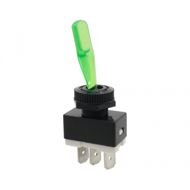 INTERRUPTEUR UNIPOLAIRE LUMINEUX VERT 12V 6AMP - TYPE AUTO