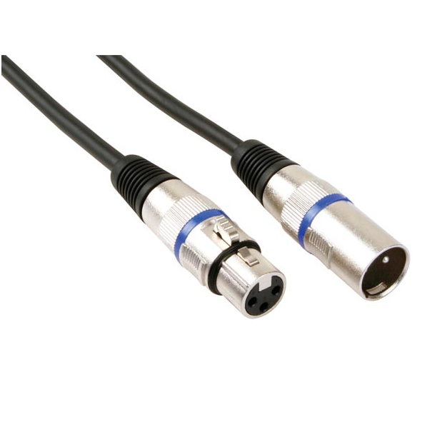 CABLE PROFESSIONNEL XLR, XLR MALE VERS XLR FEMELLE (1m NOIR)