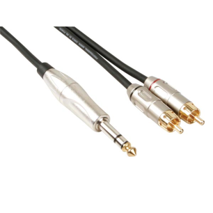 CÂBLE PROFESSIONNEL AUDIO, 2 x RCA MALE VERS JACK STÉRÉO 6.35mm (6m)