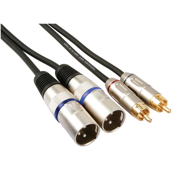 CABLE, 2 x RCA MALE VERS 2 x XLR MALE, 1m