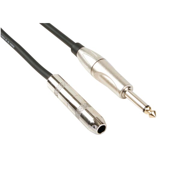 CÂLE PROFESSIONNEL AUDIO, FICHE MONO 6.35mm VERS JACK MONO 6.35mm (5m)