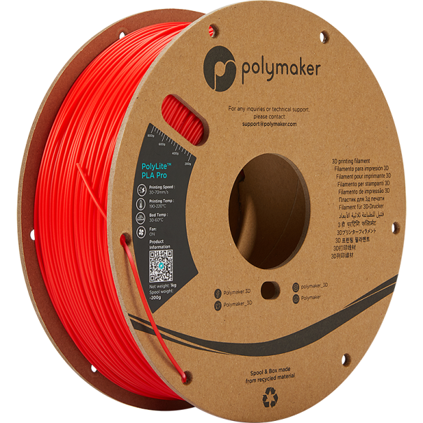 Filament PLA PRO 1.75 mm - Red (Rouge) - 1 kg - PolyLite - Polymaker