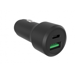 Chargeur USB pour voiture - boîtier en aluminium - 2 sorties - USB-A & USB-C - 38W