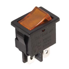 INTERRUPTEUR DE PUISSANCE A BASCULE 3A-250V DPST ON-OFF - AVEC TEMOIN NEON ORANGE