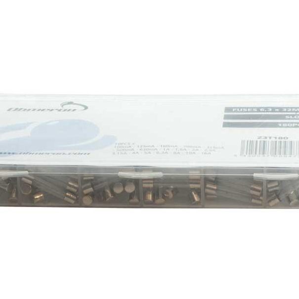 ASSORTIMENT DE FUSIBLES 6X32MM TEMPORISE 100MA A 16A - 180 PIECES