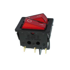 INTERRUPTEUR DE PUISSANCE A BASCULE 10A-250V DPST ON-OFF - AVEC TEMOIN NEON ROUGE