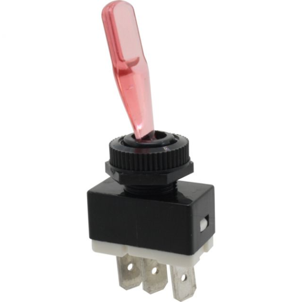 INTERRUPTEUR UNIPOLAIRE LUMINEUX ROUGE 12V 6AMP - TYPE AUTO