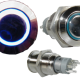 BOUTON POUSSOIR 1 CONTACT BISTABLE + LED BLEU 16MM