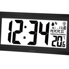 Horloge DCF murale avec calendrier, humidité, température et alarme