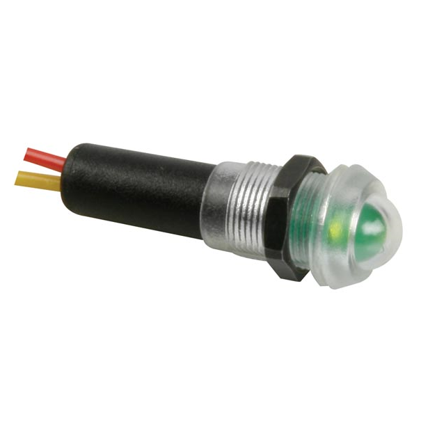 VOYANT LED VERT 12V RESISTANT A L'EAU - BOITIER NOIR