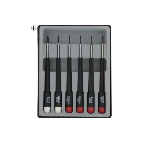 Assortiment de 6 tournevis cruciformes 000-00-0-1 et Pozidrive 0-1