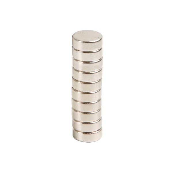 AIMANT PUISSANT - DIAM 10MM X 5MM - 10 PIECES