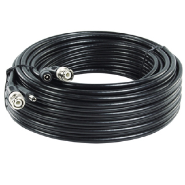 CABLE COAX + ALIM CONNECTEUR BNC + DC PLUG - 30 METRES - POUR CAMERA DE SURVEILLANCE