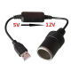 ADAPTATEUR USB 5V VERS ALLUME CIGARE 12V 1AMP