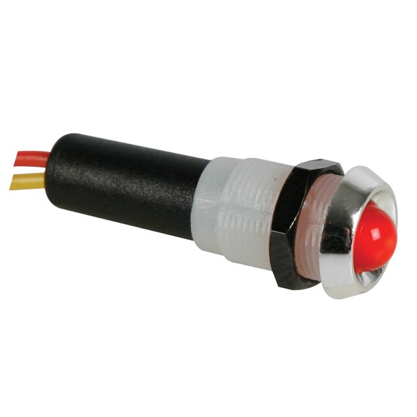 VOYANT LED ROUGE 12V - BOITIER CHROME